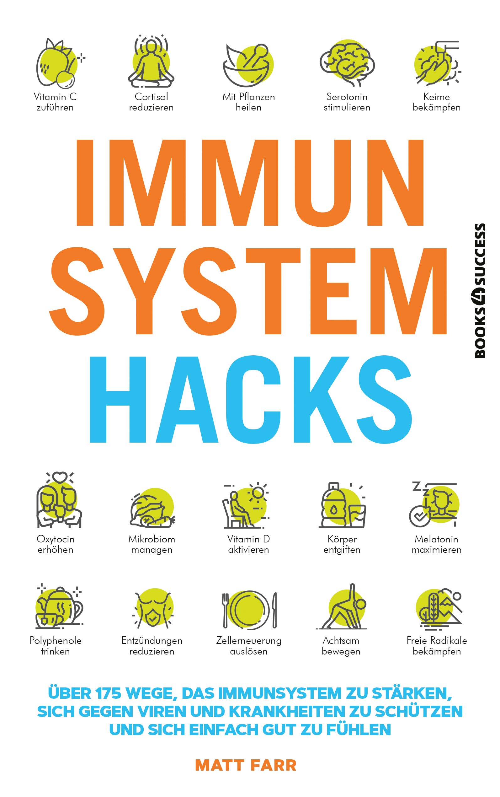 Buchcover: Matt Farr: Immunsystem Hacks. Plassen